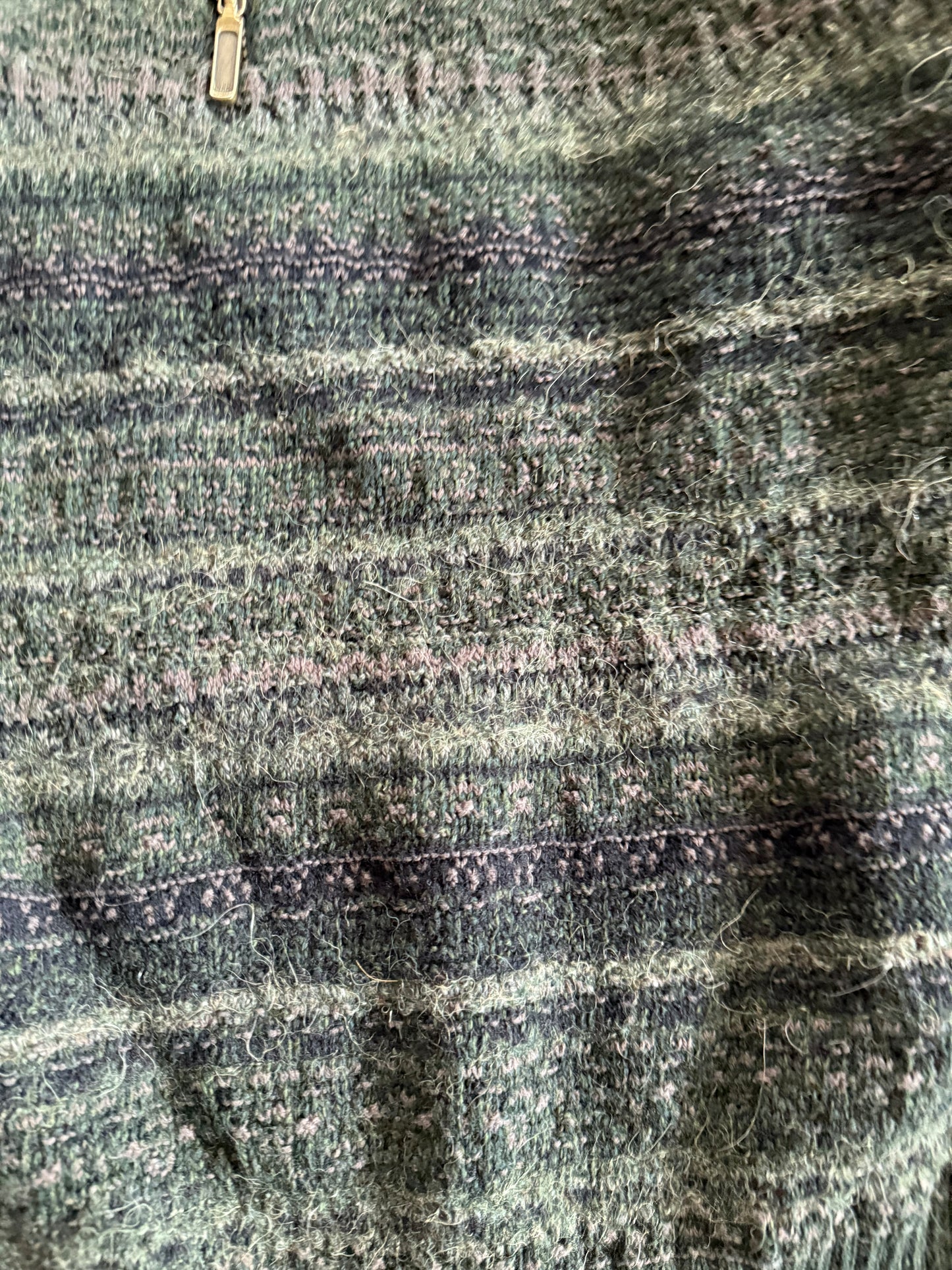 Vintage Alps Green Patterned Quarterzip Sweater- S