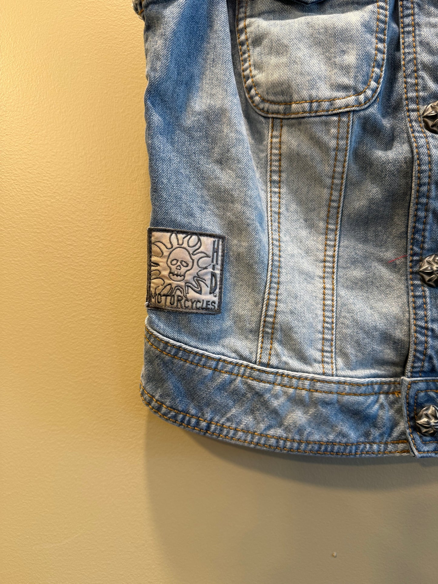 Vintage Harley Davidson Women’s Denim Biker Vest- S
