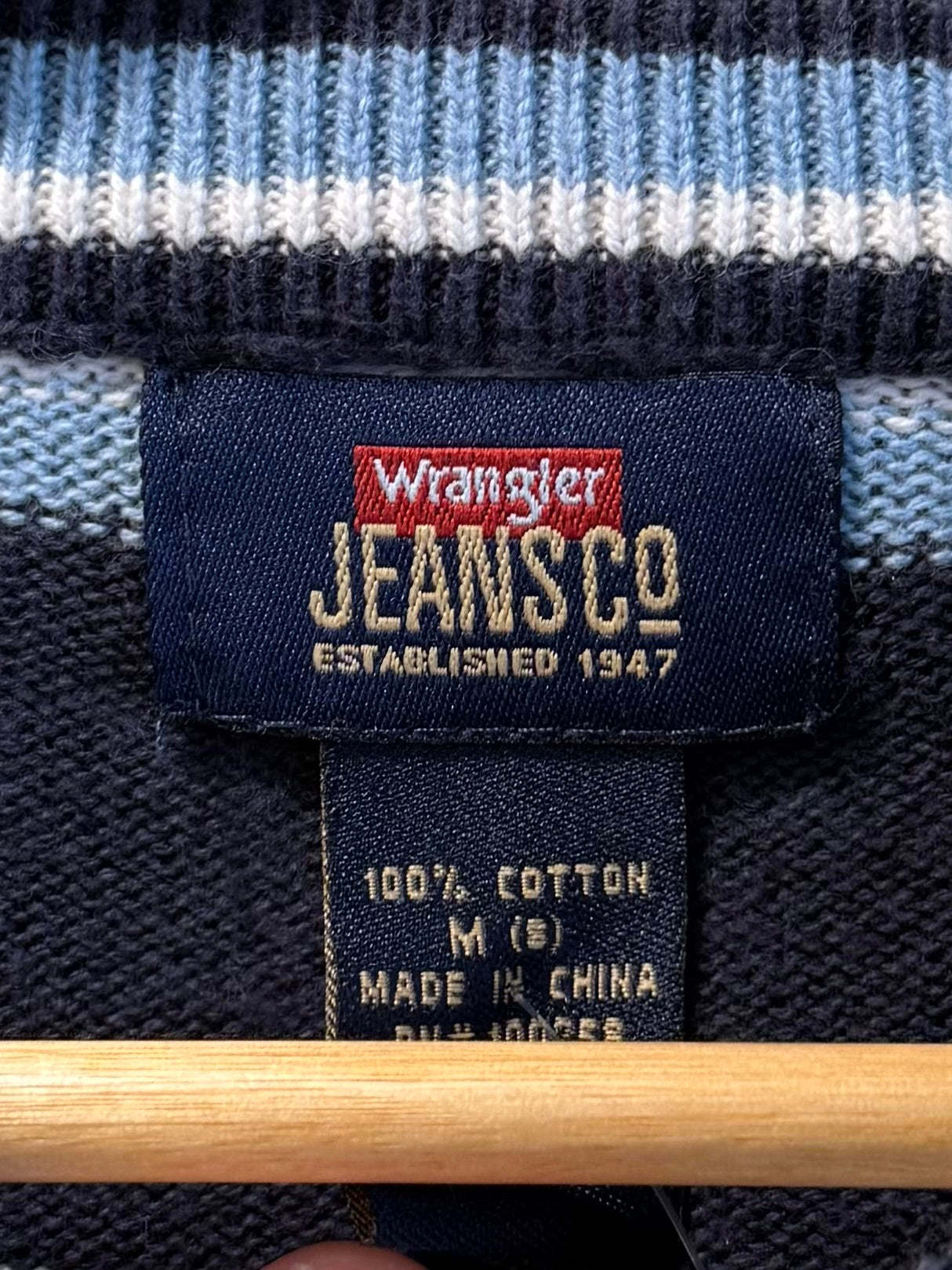 Vintage Wrangler Jeans Striped Horse Embroidered Sweater- M