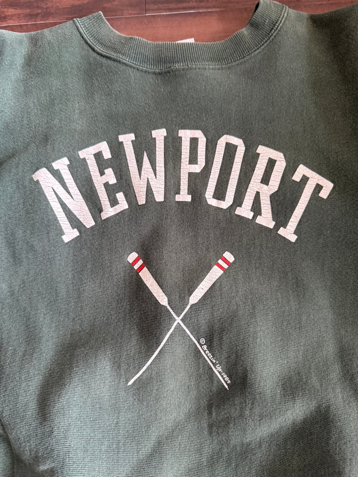 Vintage Champion Reverse Weave Newport Rowing Green Crewneck Sweatshirt- L