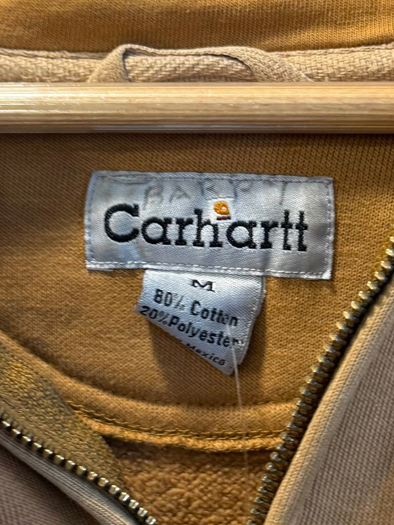 Vintage Carhartt Tan Distressed Hoodie Sweatshirt- M