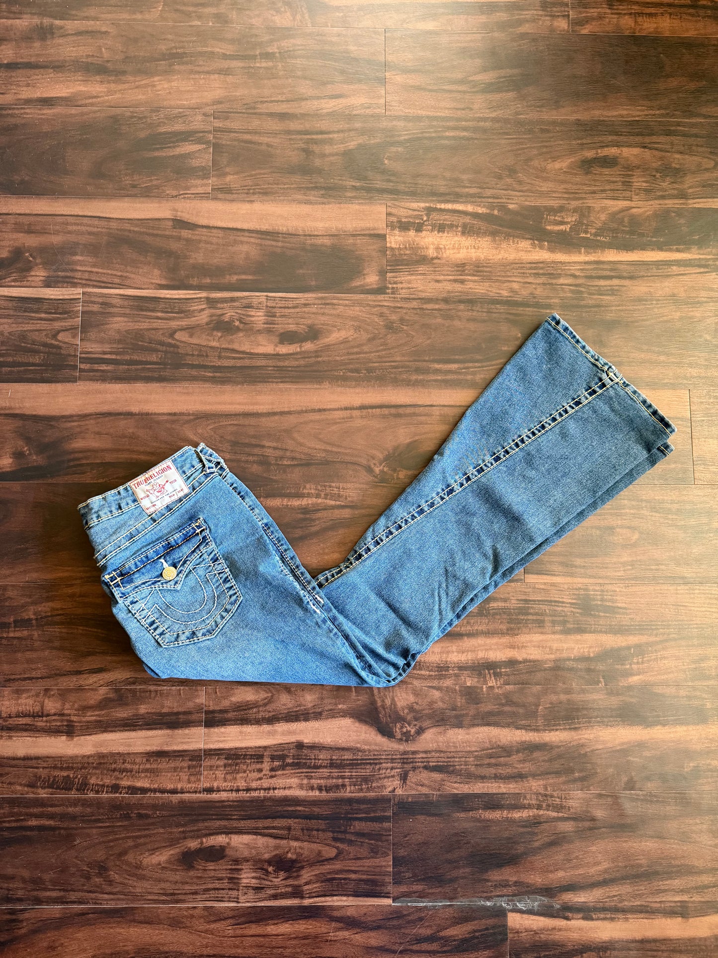 Vintage Y2K True Religion Mid Rise Flare Denim Jeans- 34x33