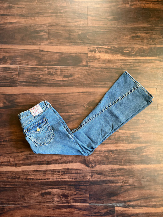 Vintage Y2K True Religion Mid Rise Flare Denim Jeans- 34x33
