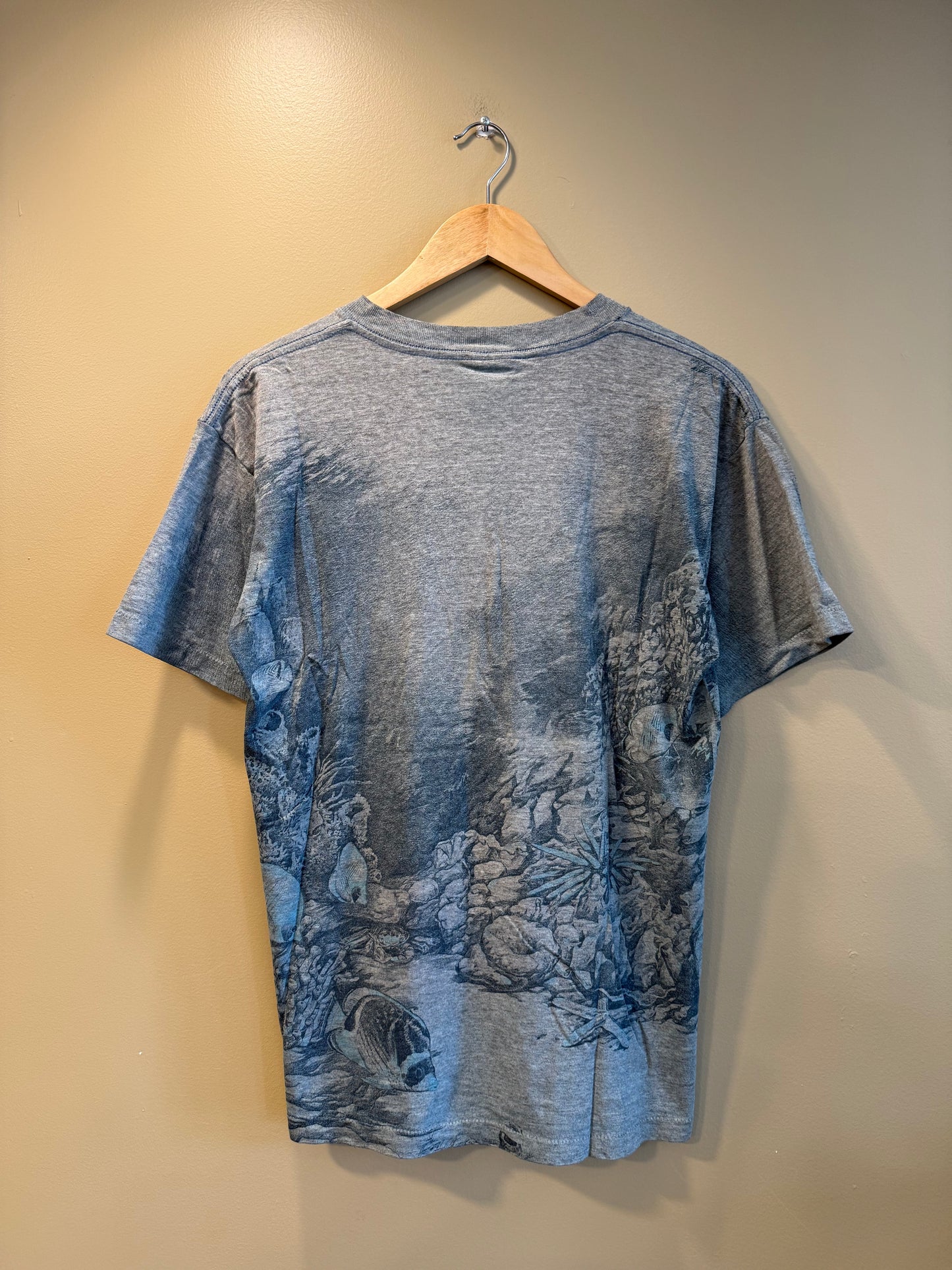Vintage Dolphins All Over Print Sea T-Shirt- M