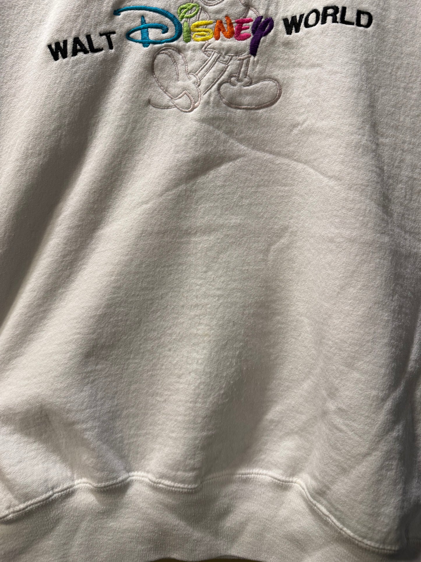 Vintage Walt Disney World Mickey Mouse Rainbow Embroidered Sweatshirt- L