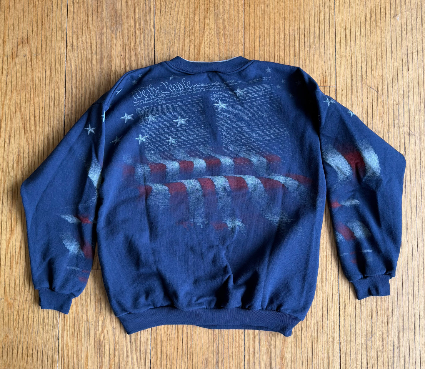 Vintage American Flag Bald Eagle All Over Print Crewneck Sweatshirt- XL