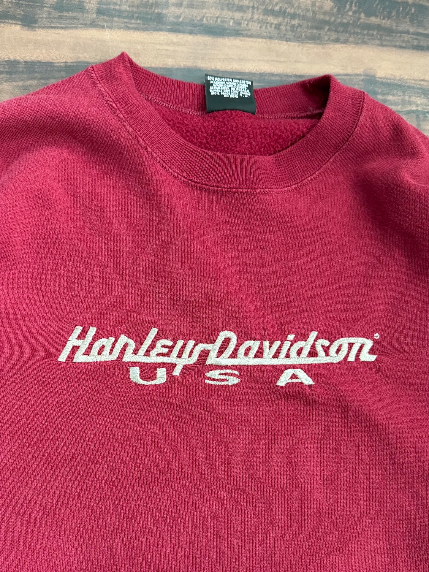 Vintage Harley Davidson USA Embroidered Maroon Crewneck Sweatshirt- L