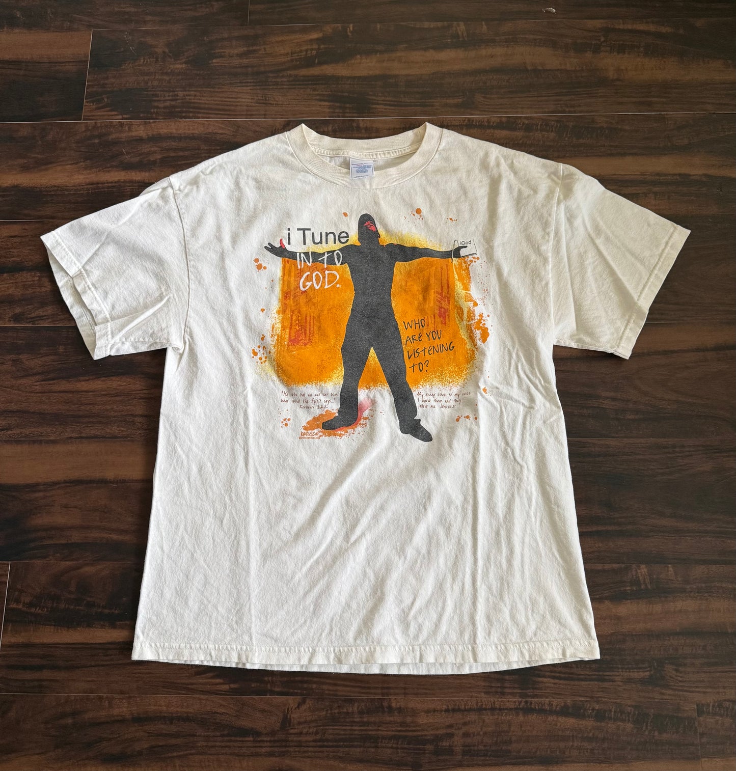 Vintage i Tune In To God Apple Jesus T-Shirt- L