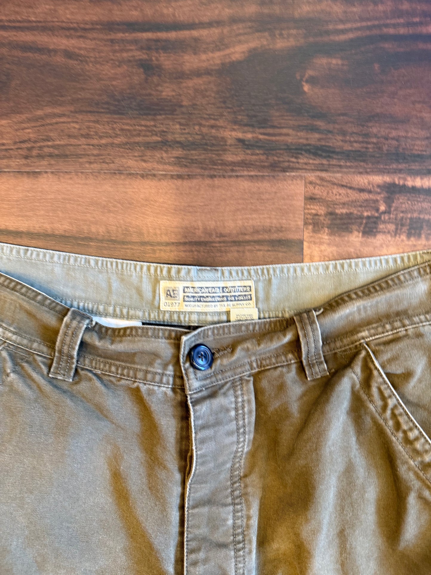 Vintage American Eagle Outfitters Green Canvas Cargo Shorts- 34