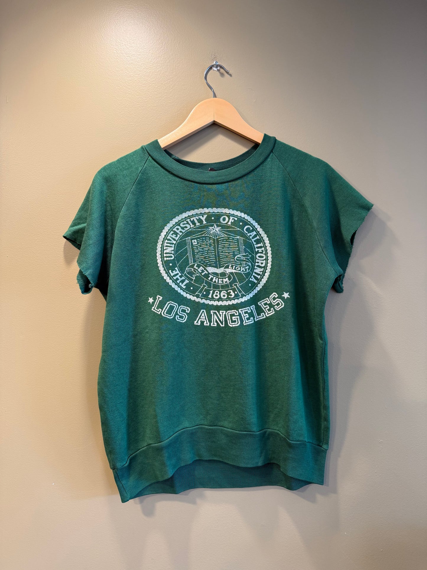 Vintage 80s UCLA Green Sweatshirt Cut-Off T-Shirt- L
