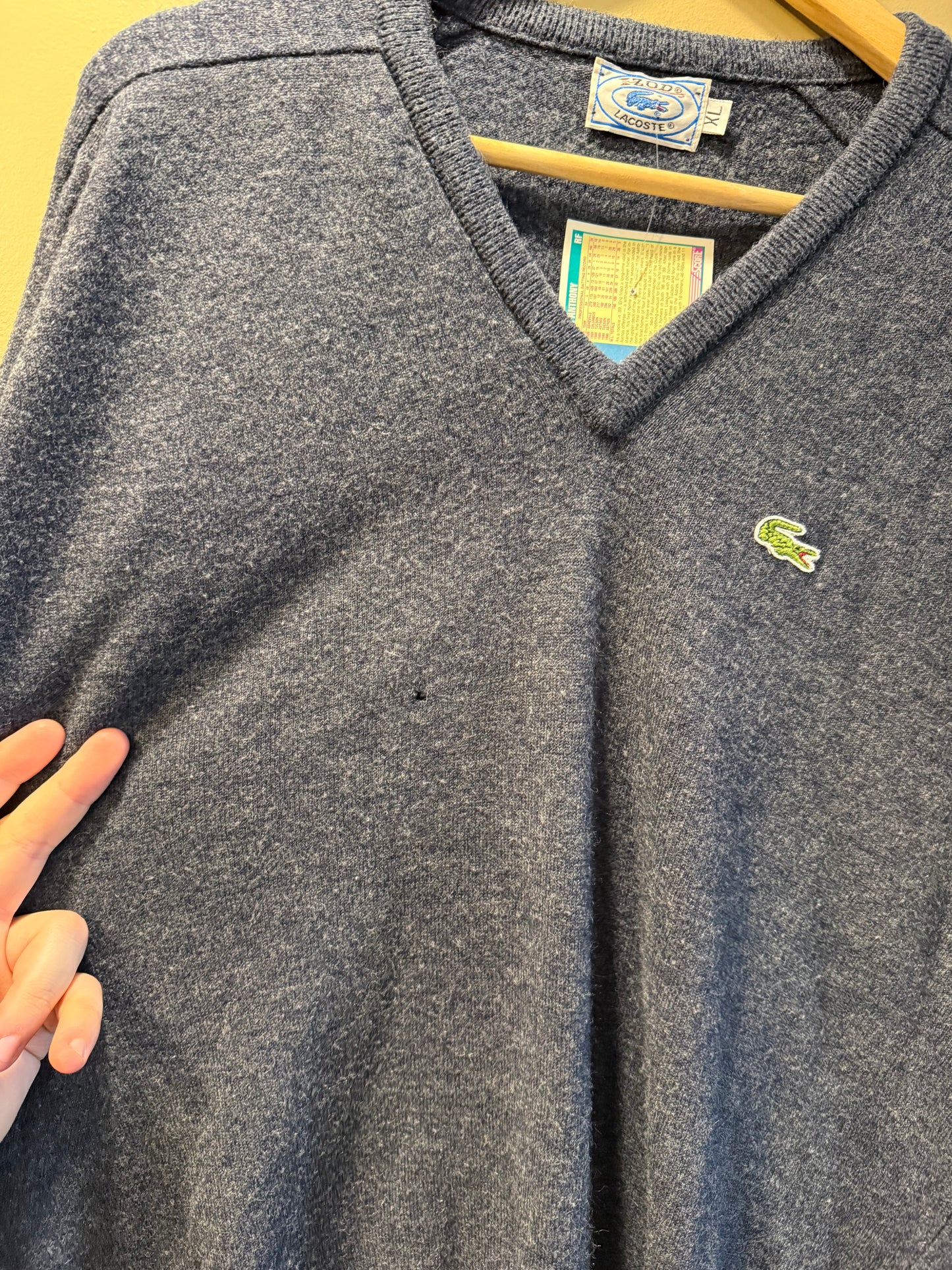 Vintage Izod Lacoste V-Neck Wool Sweater- XL