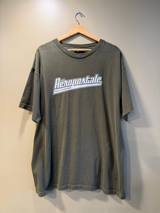 Vintage Y2K Aeropostale Green Spellout T-Shirt- XL