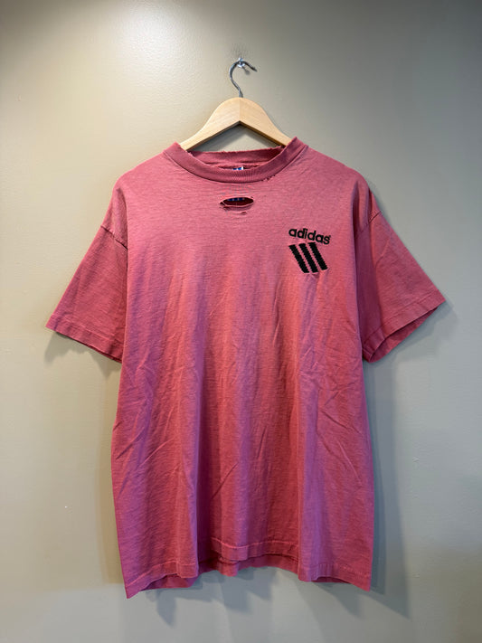 Vintage 80s Adidas Sun Faded Distressed Red T-Shirt- XL