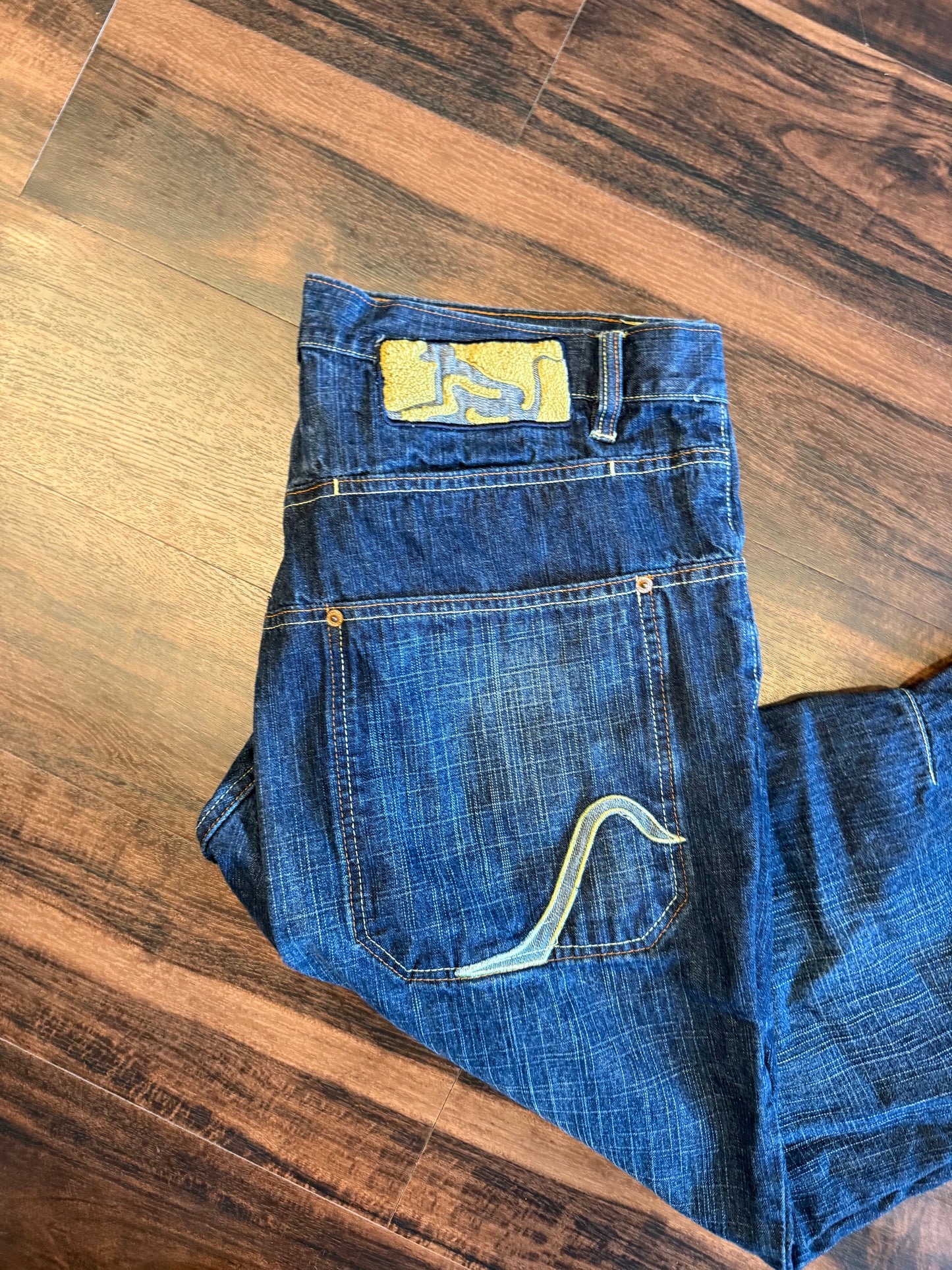 Vintage Drunkn Munkey Dark Wash Streetwear Baggy Jeans- 38x34