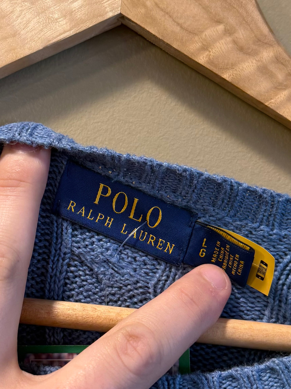 Vintage Polo Ralph Lauren Blue Cable Knit Sweater- L