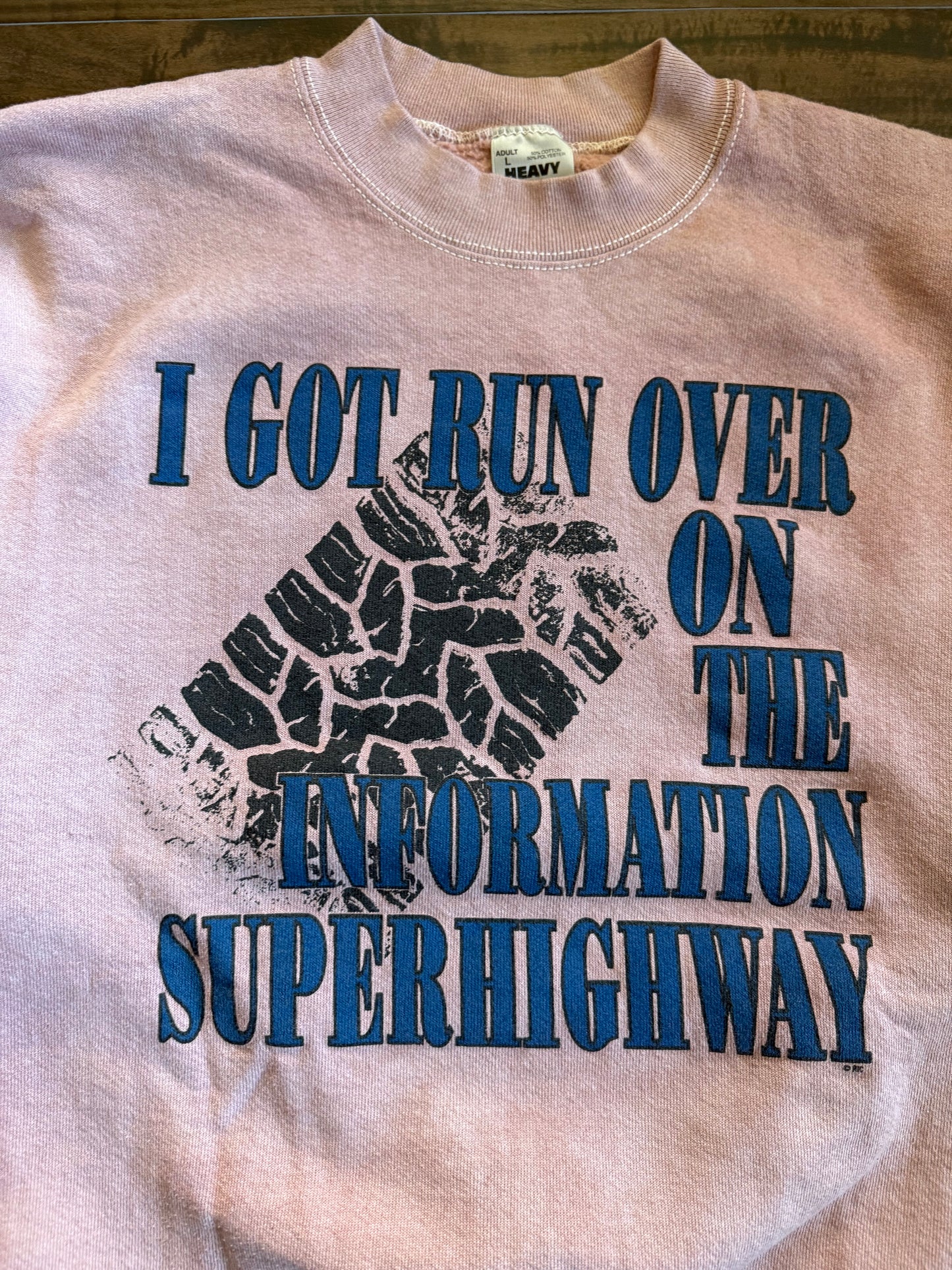 Vintage Information Super Highway Natural Dyed Brown Crewneck Sweatshirt- L