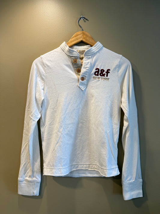 Vintage Abercrombie & Fitch White Embroidered Longsleeve T-Shirt- S