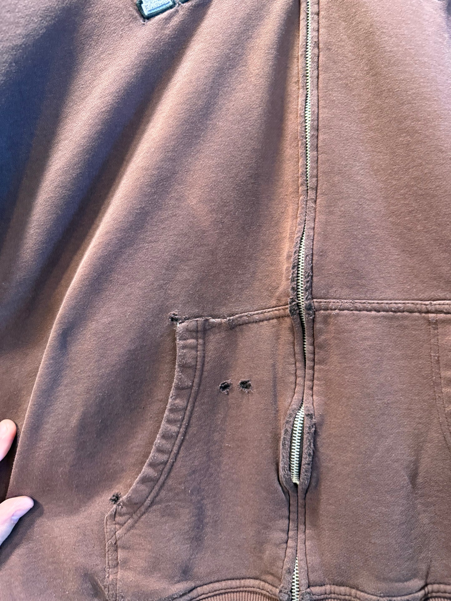 Vintage Element Skateboards Distressed Brown Zip-Up Hoodie Sweatshirt- XL