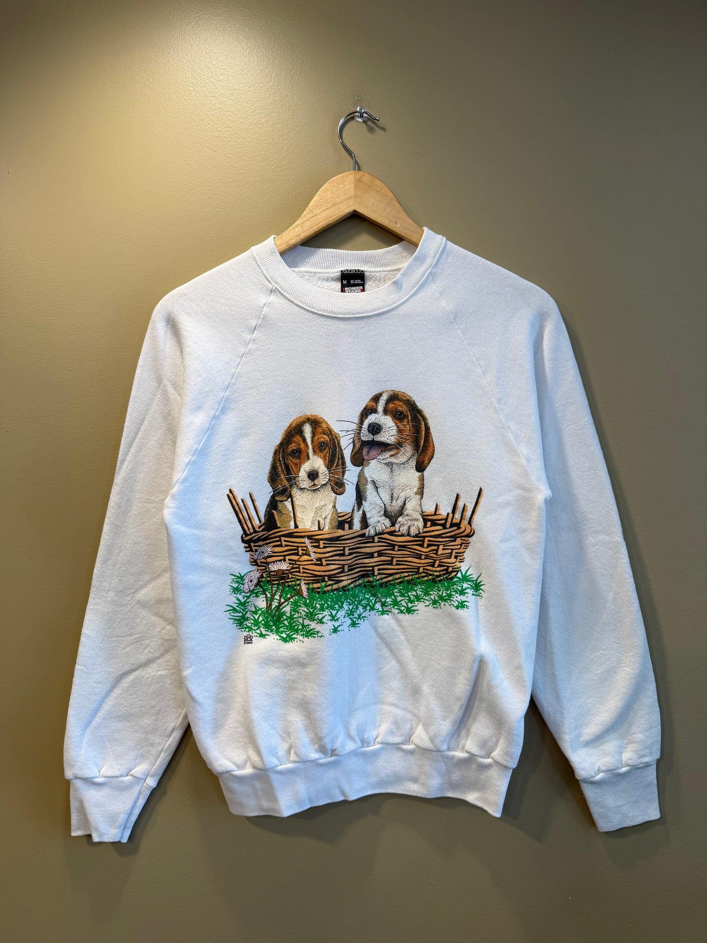 Vintage Beagle Puppies Crewneck Sweatshirt- S