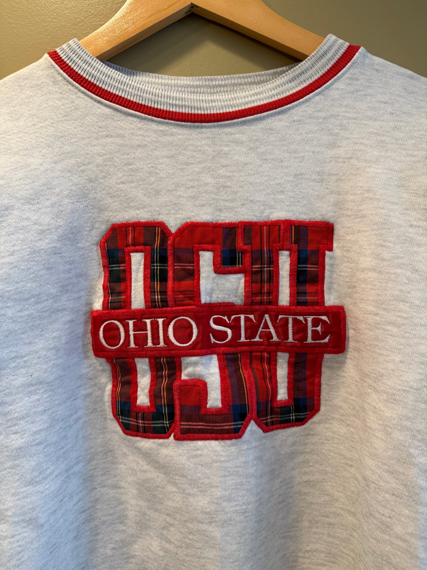 Vintage Ohio State University Gray & Red Embroidered Sweatshirt- M