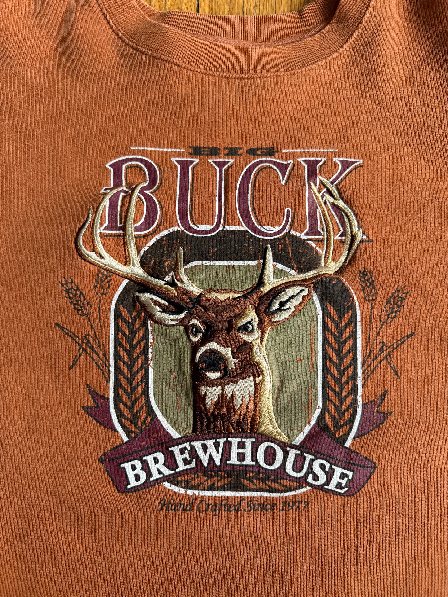 Vintage Buck Brewhouse Deer Burnt Orange Crewneck Sweatshirt- XL