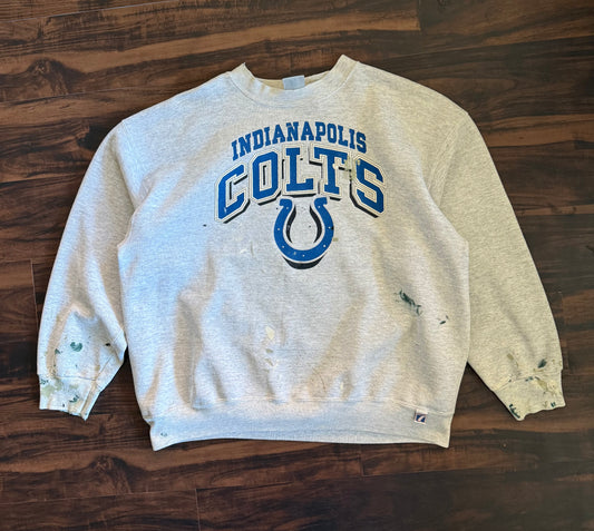 Vintage Indianapolis Colts Distressed Paint Splattered Crewneck Sweatshirt- XXL