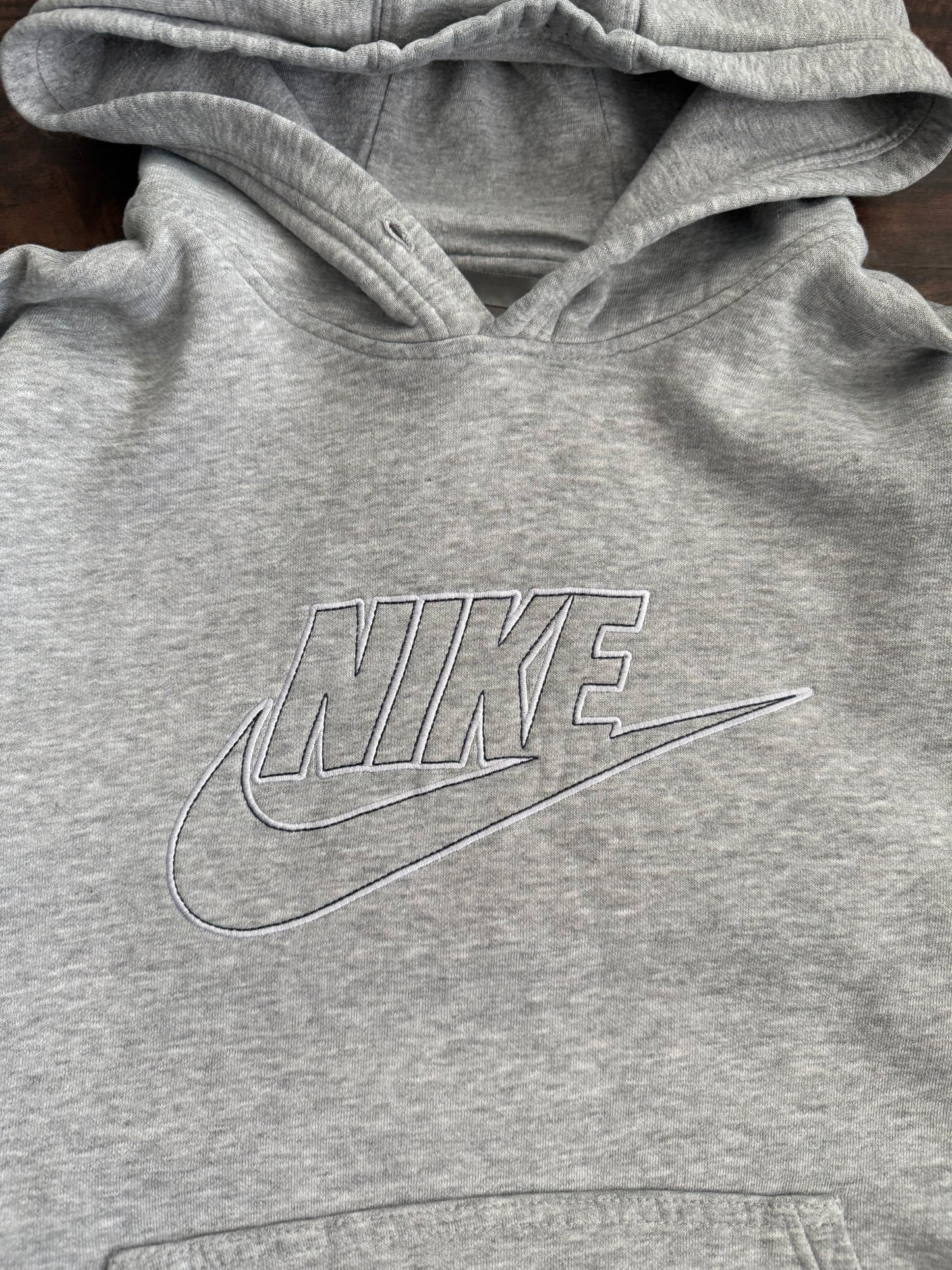 Vintage Nike Y2K Gray Embroidered Hoodie Sweatshirt- L