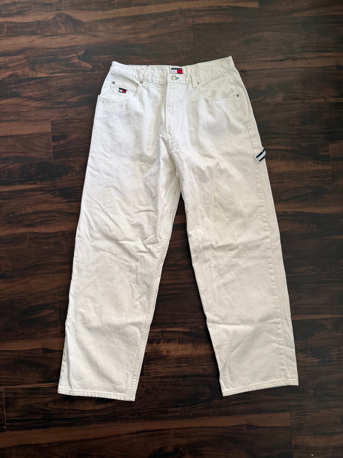Vintage Tommy Hilfiger White Denim Carpenter Jeans- 34x33