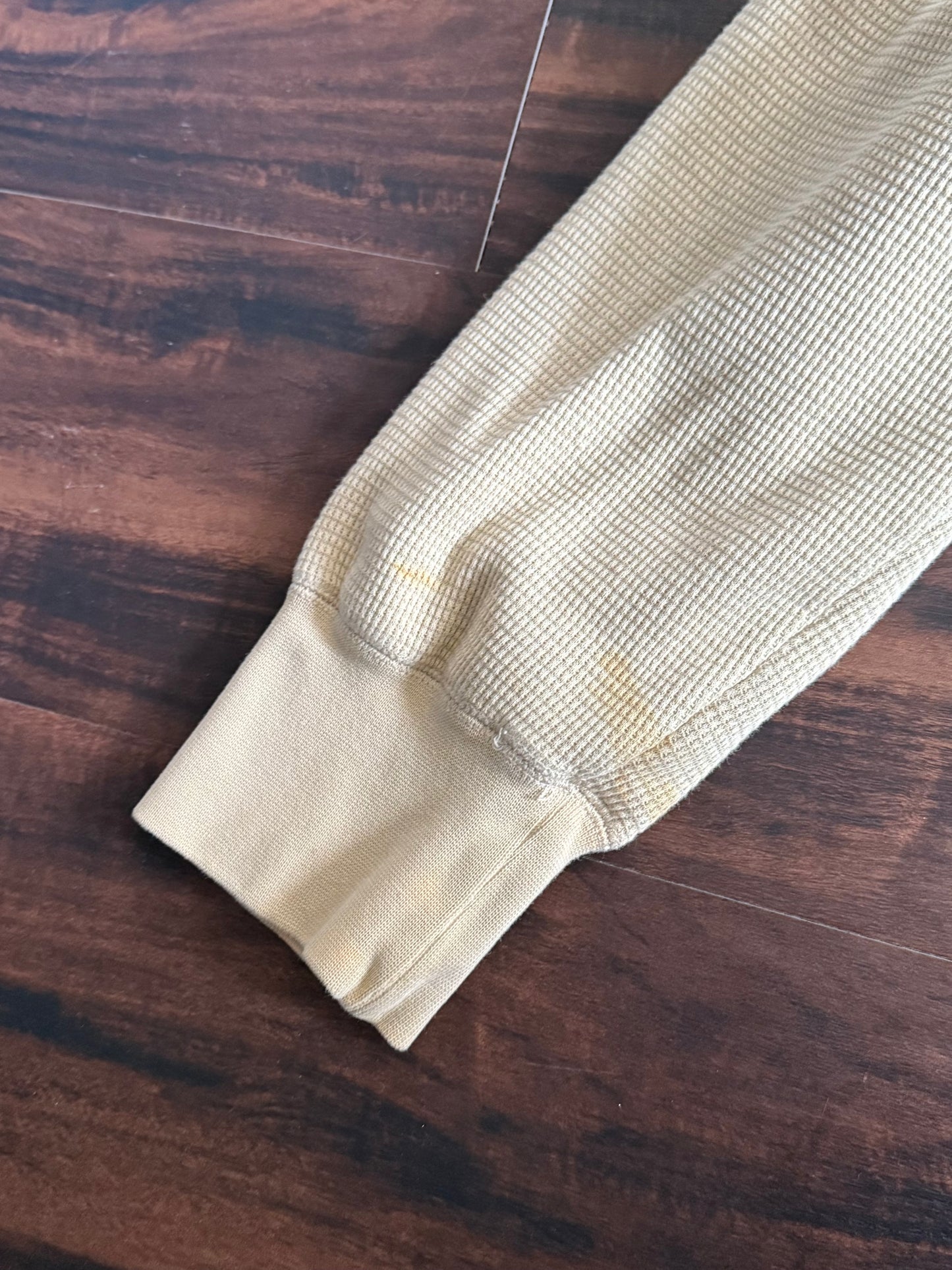 Vintage Y2K Volcom Nuetral Tone Waffle Knit Zip-Up Hoodie Sweatshirt- XL