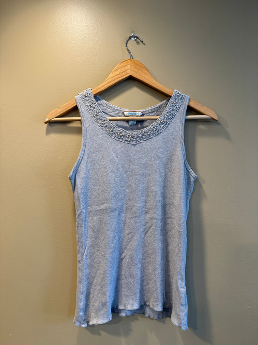 Vintage Aeropostale Gray Beaded Tank Top- L