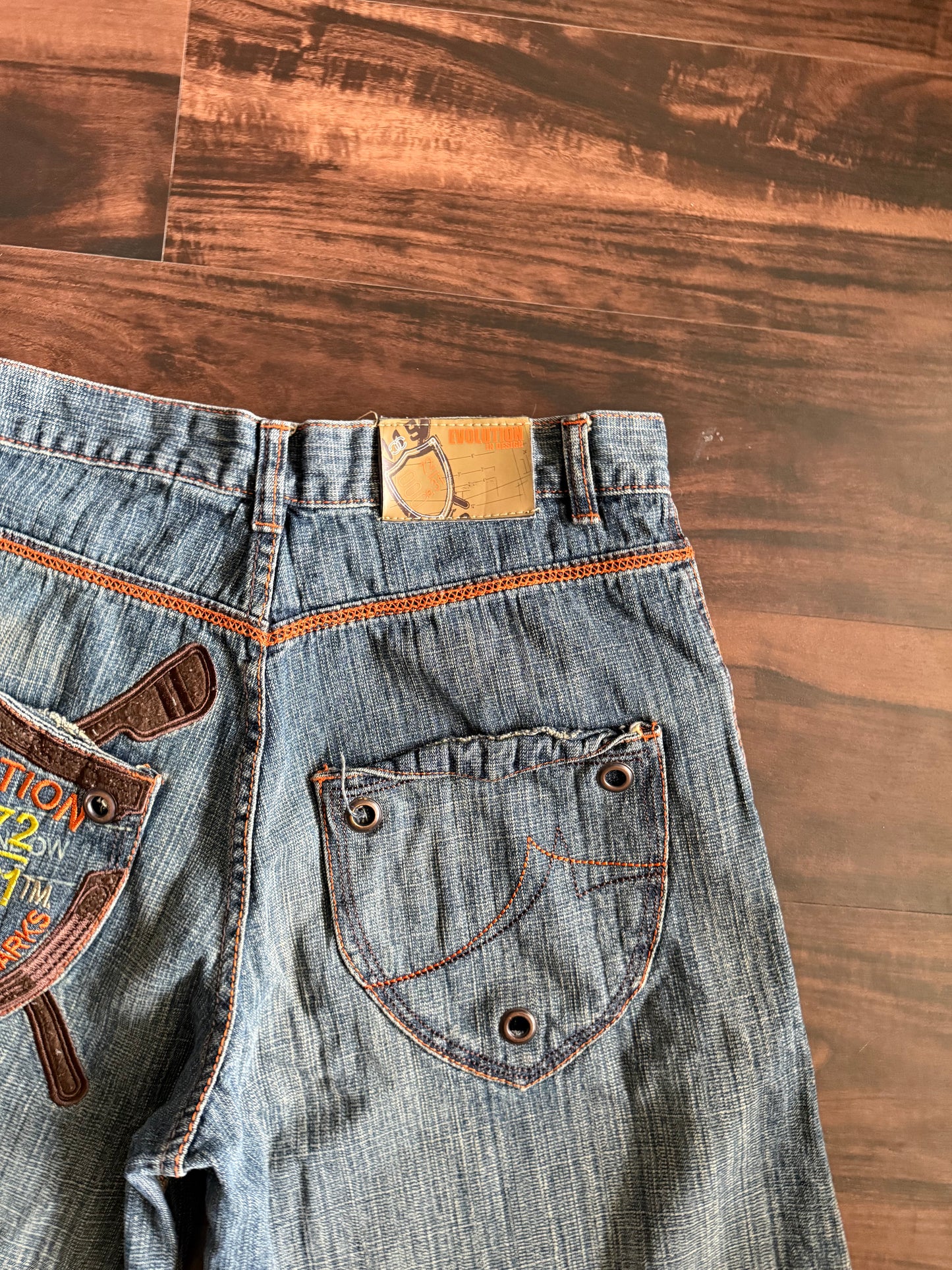 Vintage Y2K Evolution Embroidered Denim Jean Shorts- 34
