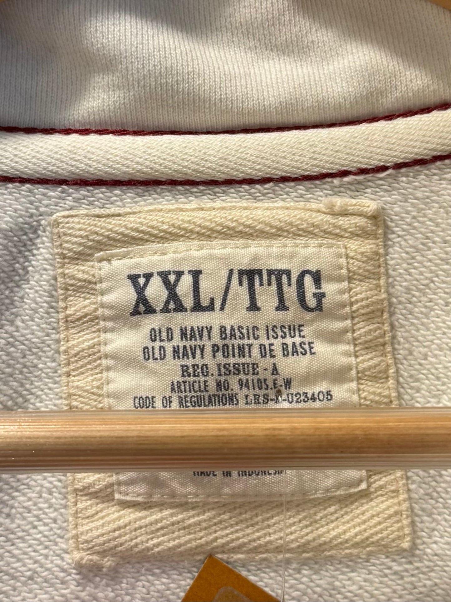 Vintage Old Navy White Quarter-Zip Sweatshirt- XXL