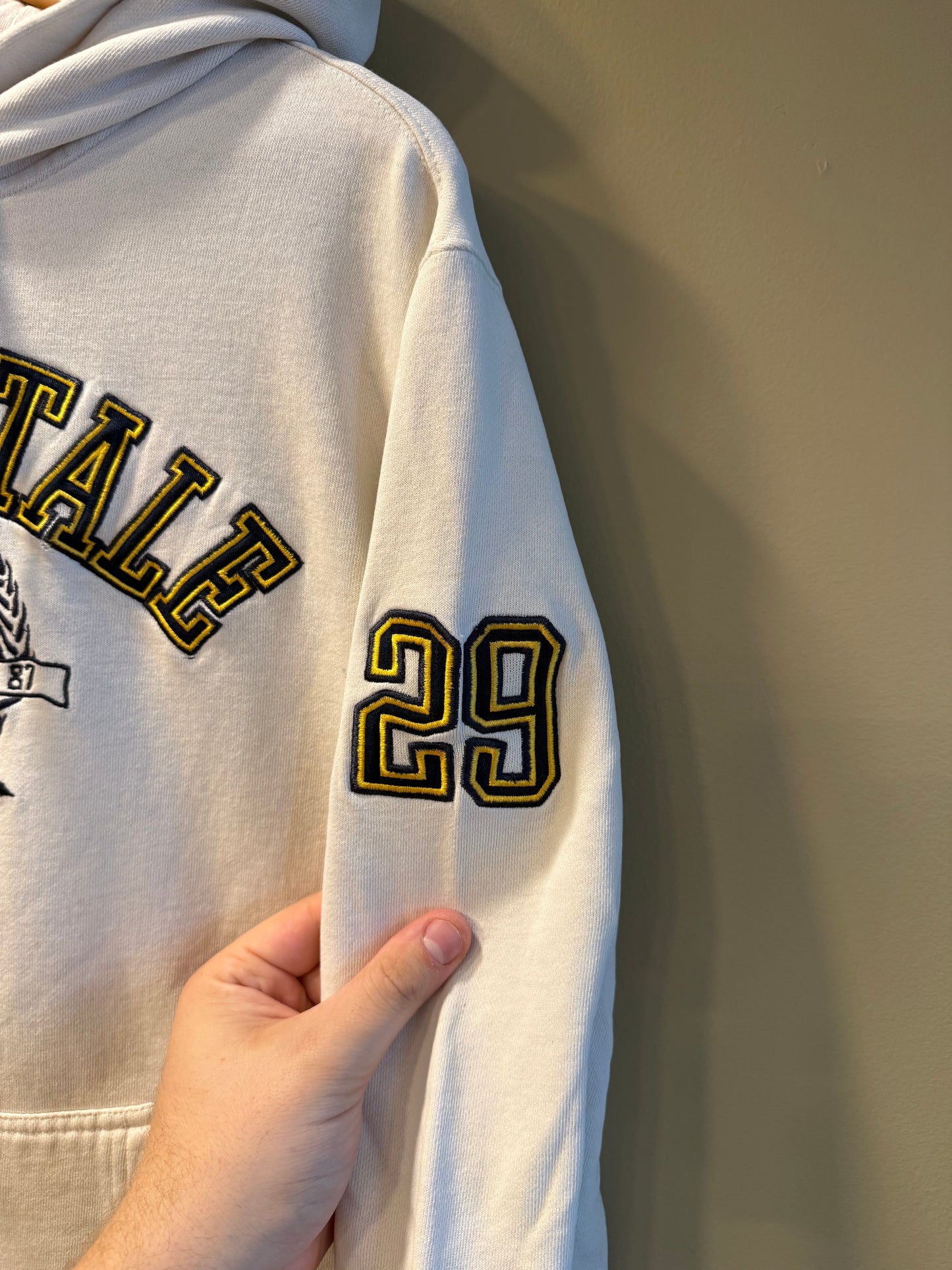 Vintage Aeropostale Athletics Spellout White Hoodie Sweatshirt- S