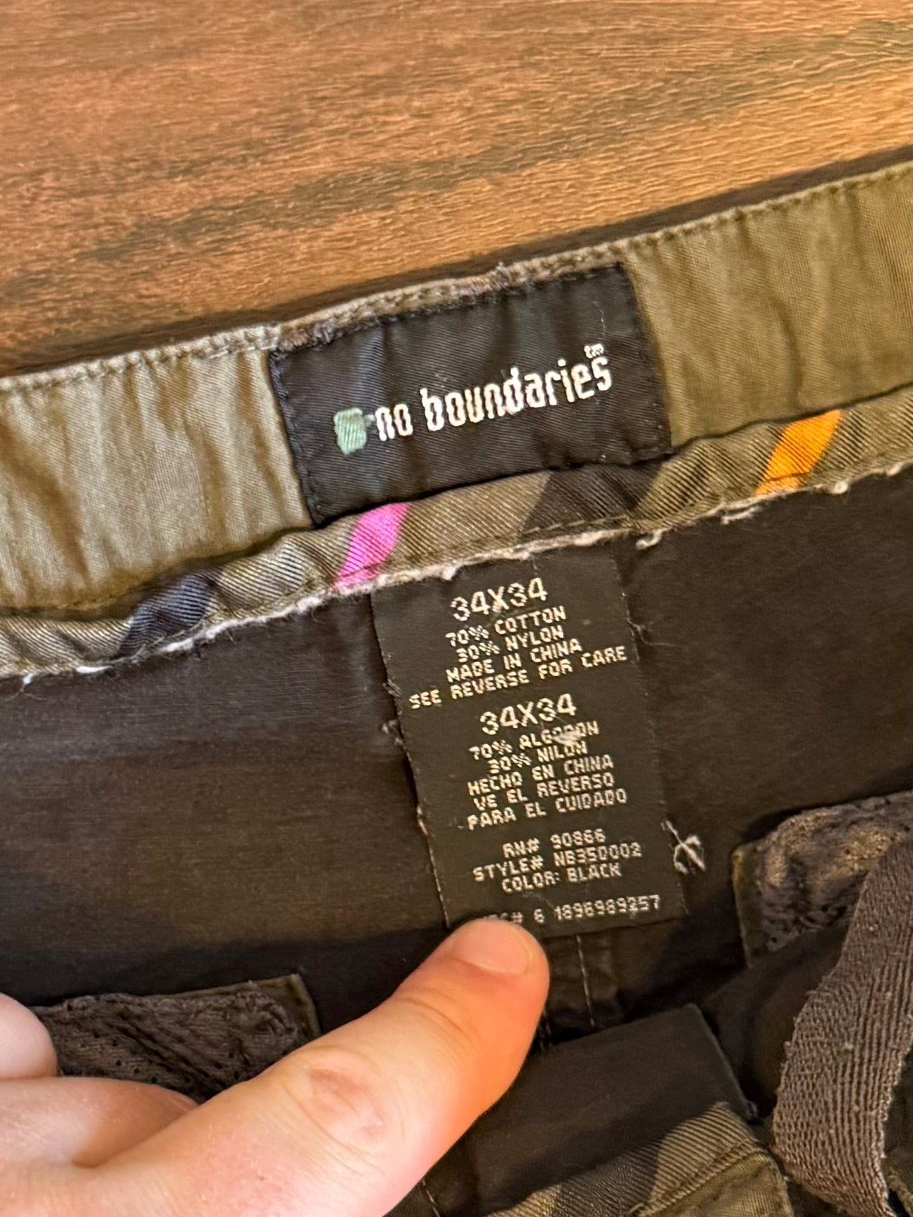 Vintage No Boundaries Black Zipper Cargo Shorts Pants- 34x34