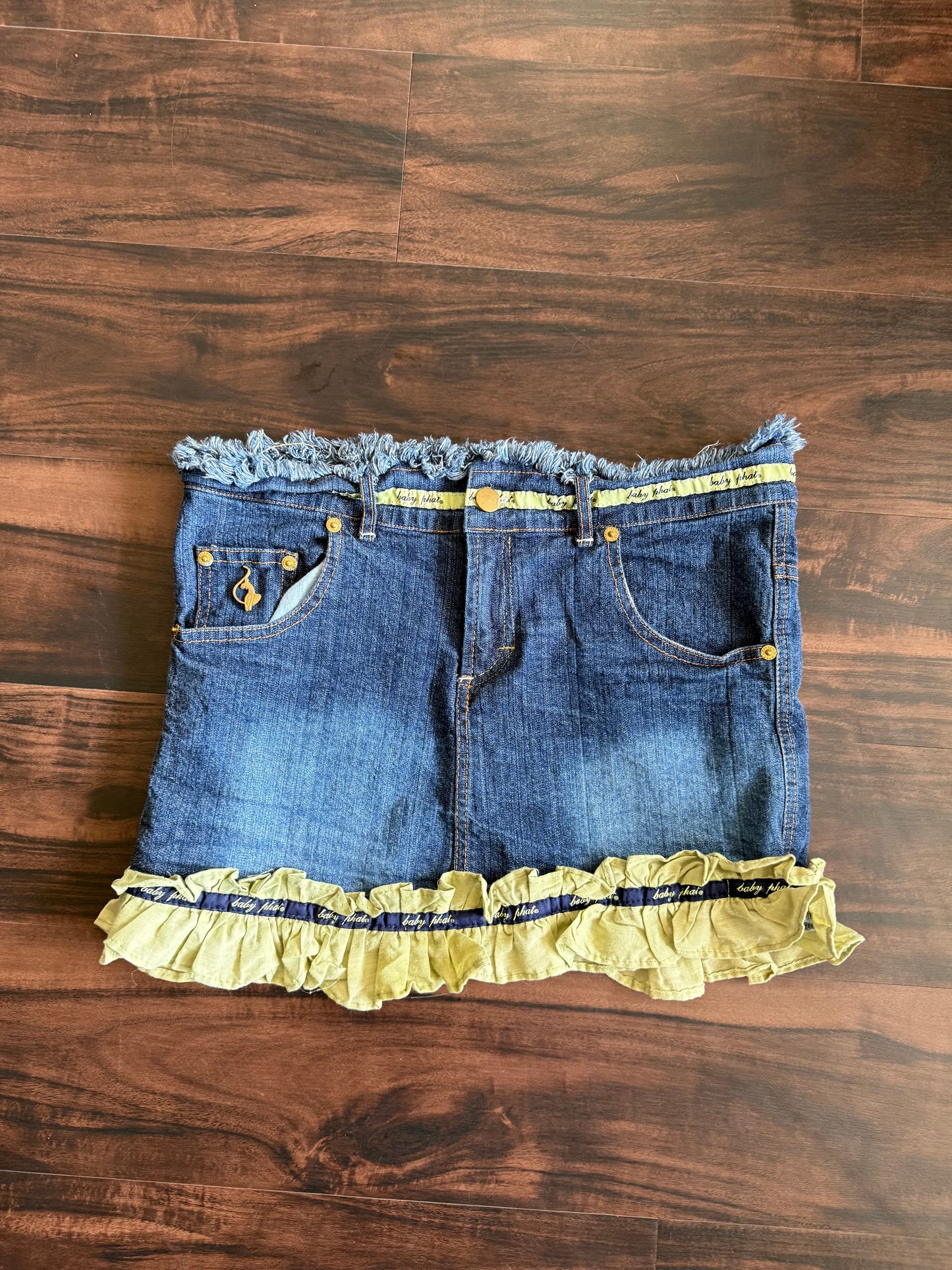 Vintage Y2K Phat Farm Ruffled Denim Skirt- 31
