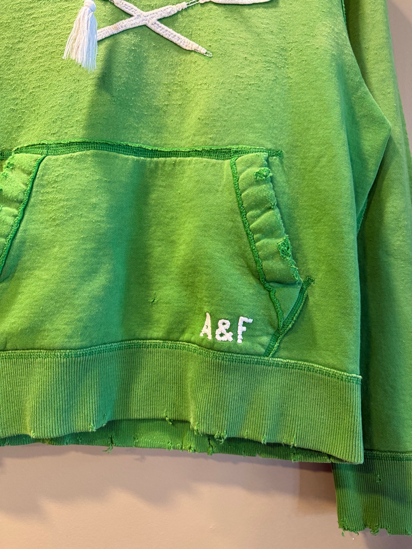 Vintage Abercrombie & Fitch Green Lacrosse Hoodie Sweatshirt- S/M