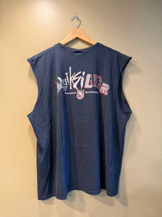 Vintage Quiksilver Navy Blue Ransom Font Tank Top- XL