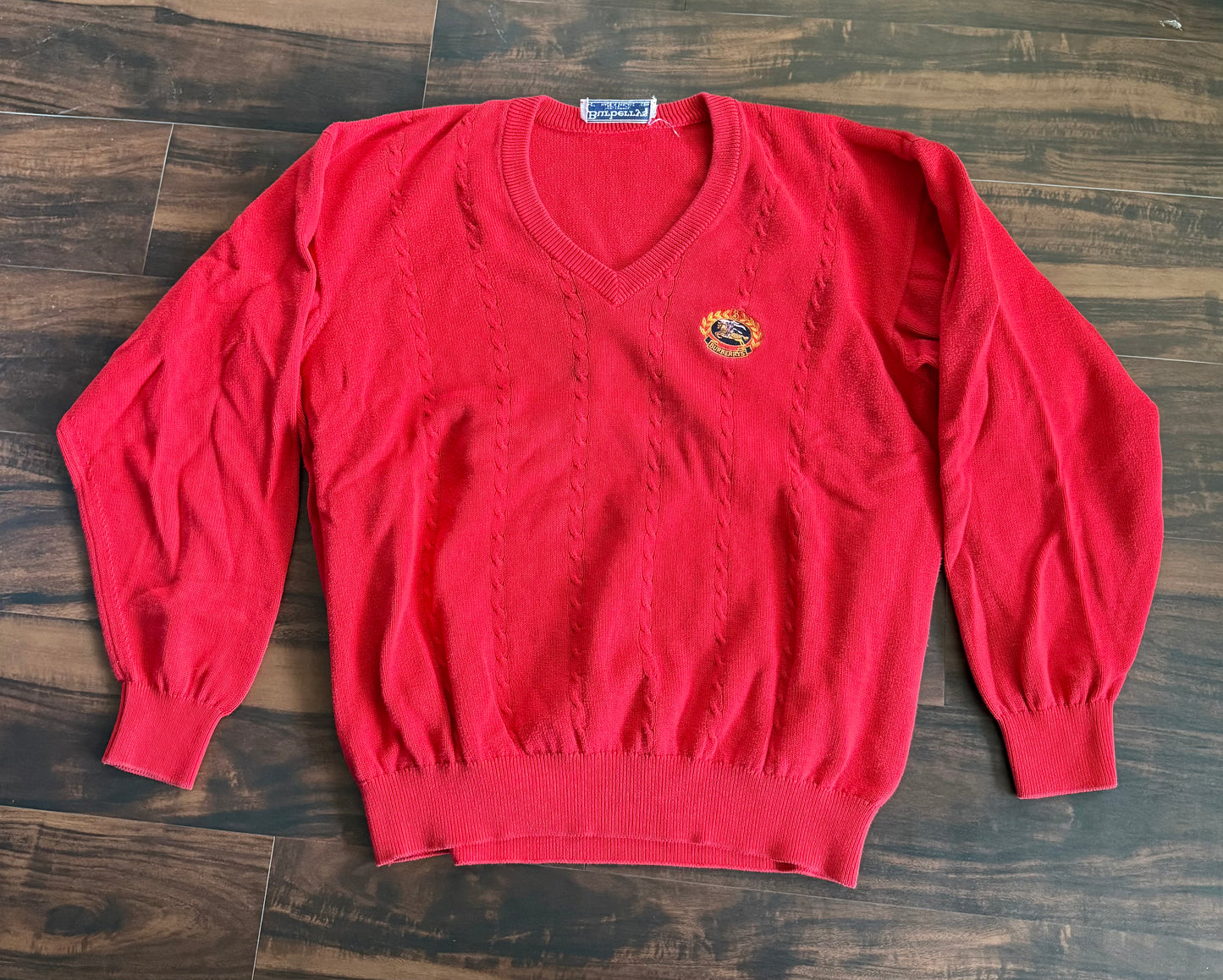 Vintage Burberrys England Red Cable Knit Sweater- L