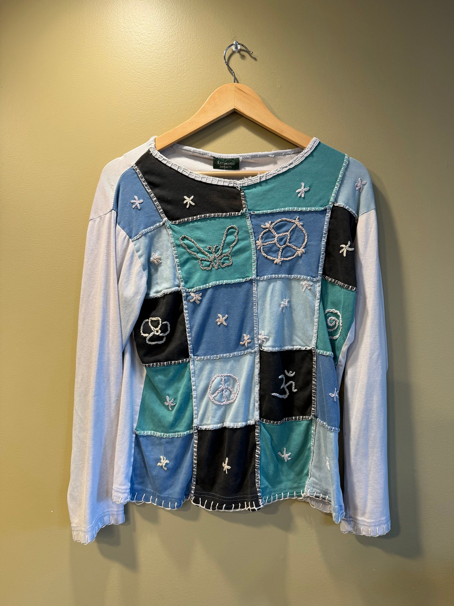 Vintage Y2K Kathmandu Imports Embroidered Long Sleeve T-Shirt- L