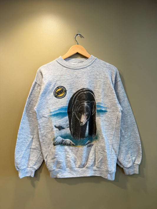 Vintage National Wildlife Federation Black Bear Gray Crewneck Sweatshirt- M