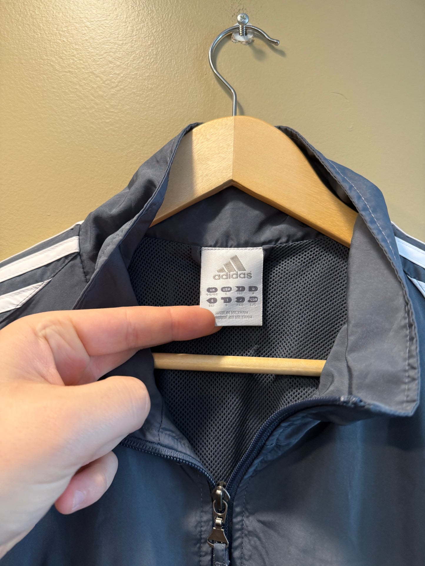 Vintage Adidas Gray Windbreaker Jacket- L