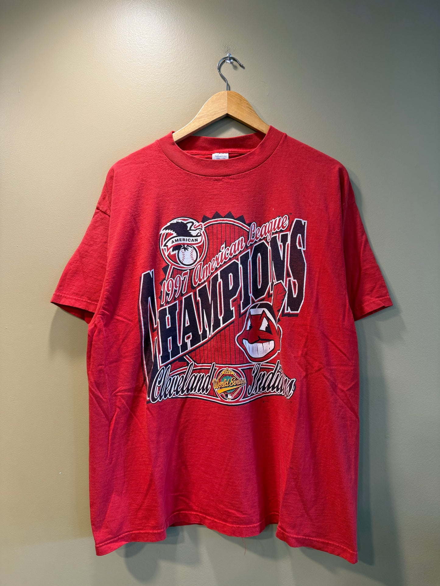 Vintage Cleveland Indians American League Champions Red T-Shirt- XL