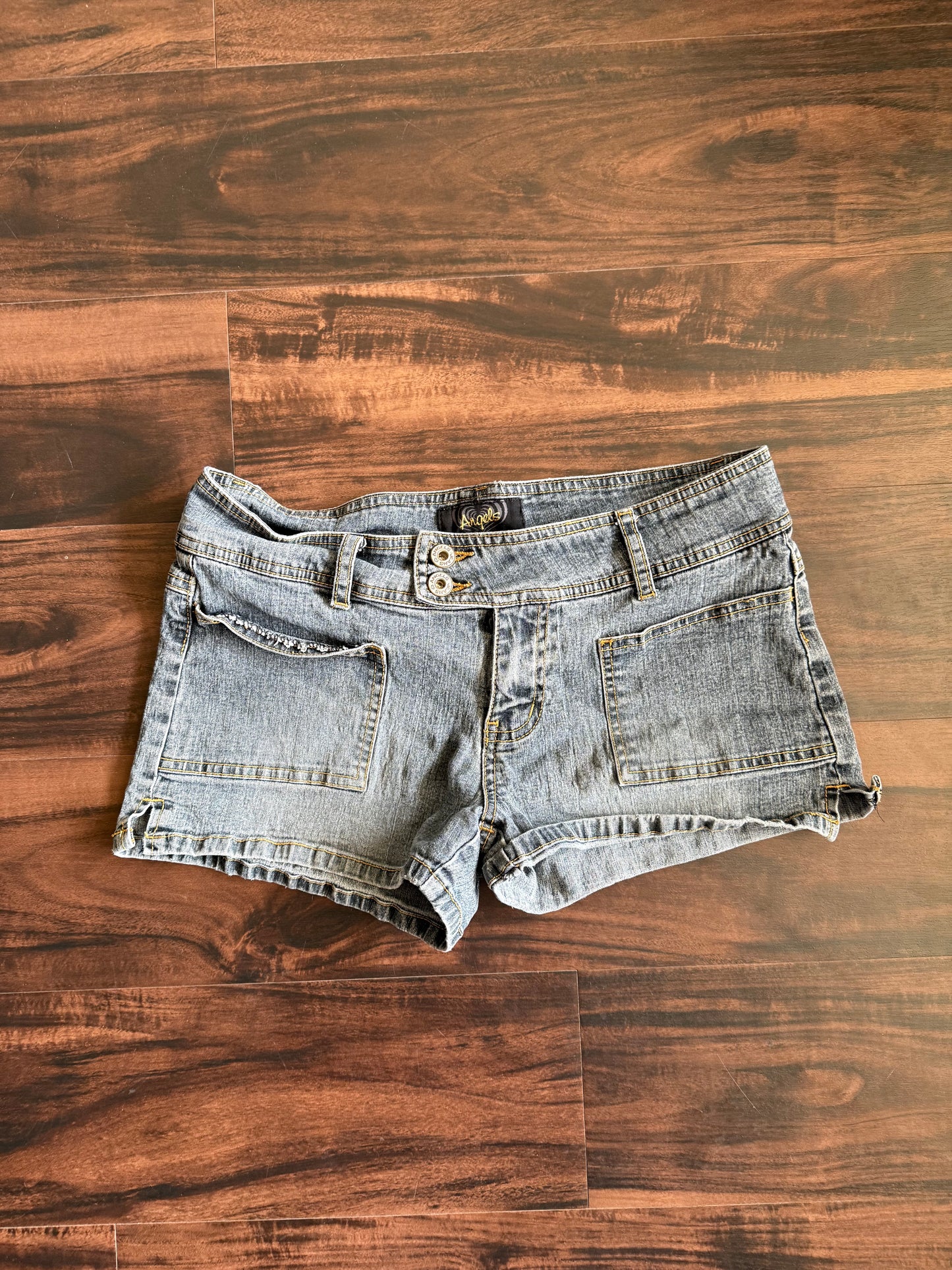 Vintage Y2K Angels Heart Low Rise Dark Wash Denim Jean Shorts- 30