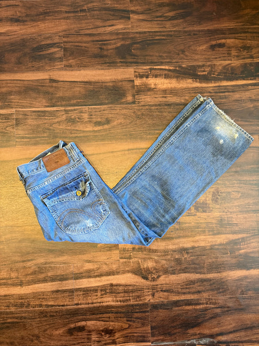 Vintage Hollywood Streetwear Boot Cut Distressed Jeans- 36x32