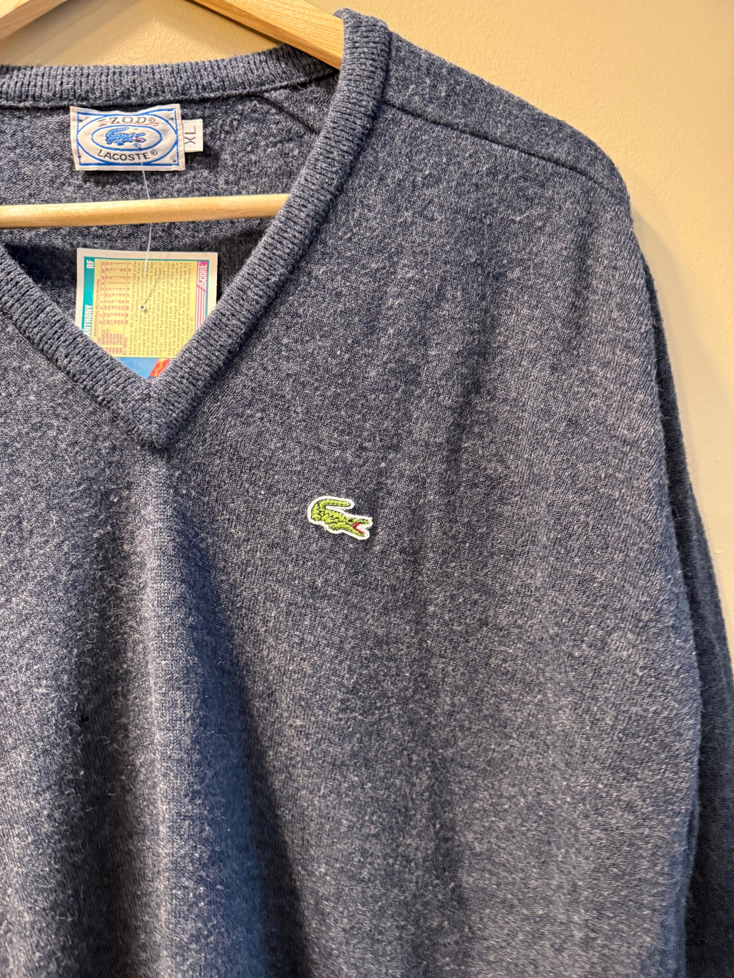 Vintage Izod Lacoste V-Neck Wool Sweater- XL