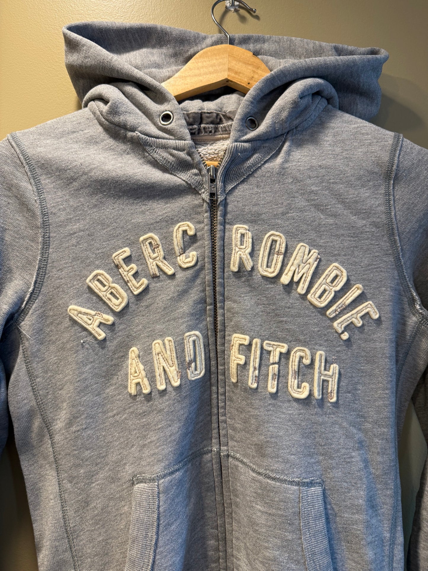 Vintage Abercrombie & Fitch Women’s Gray Zip-Up Hoodie Sweatshirt- M