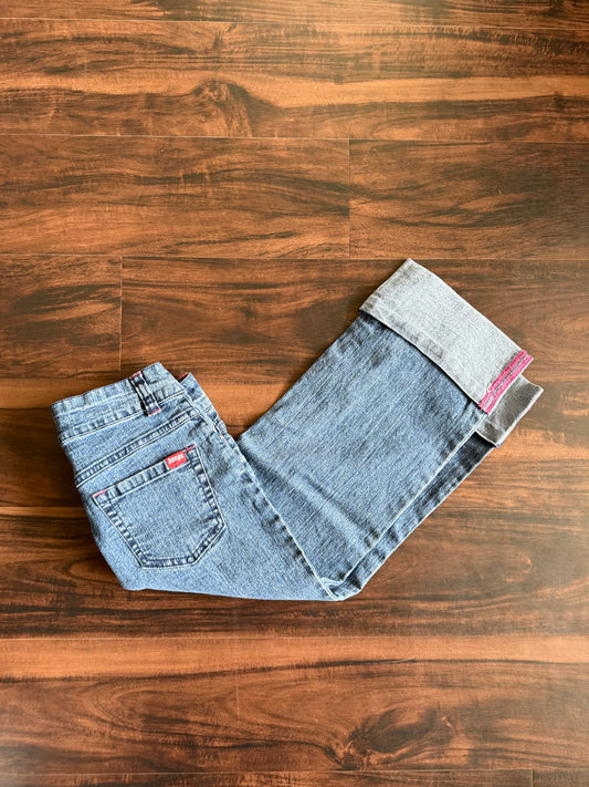 Vintage Y2K Bongo Embroidered Butterfly Denim Capris- 27
