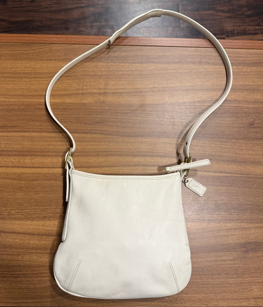 Vintage Coach 9204 Bone/White Leather Crossbody Bag
