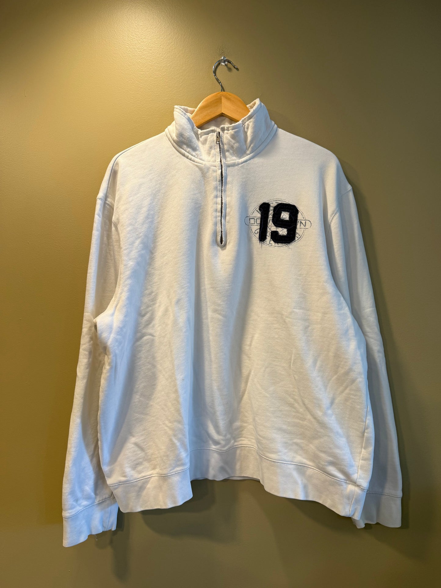 Vintage Old Navy White Quarter-Zip Sweatshirt- XXL