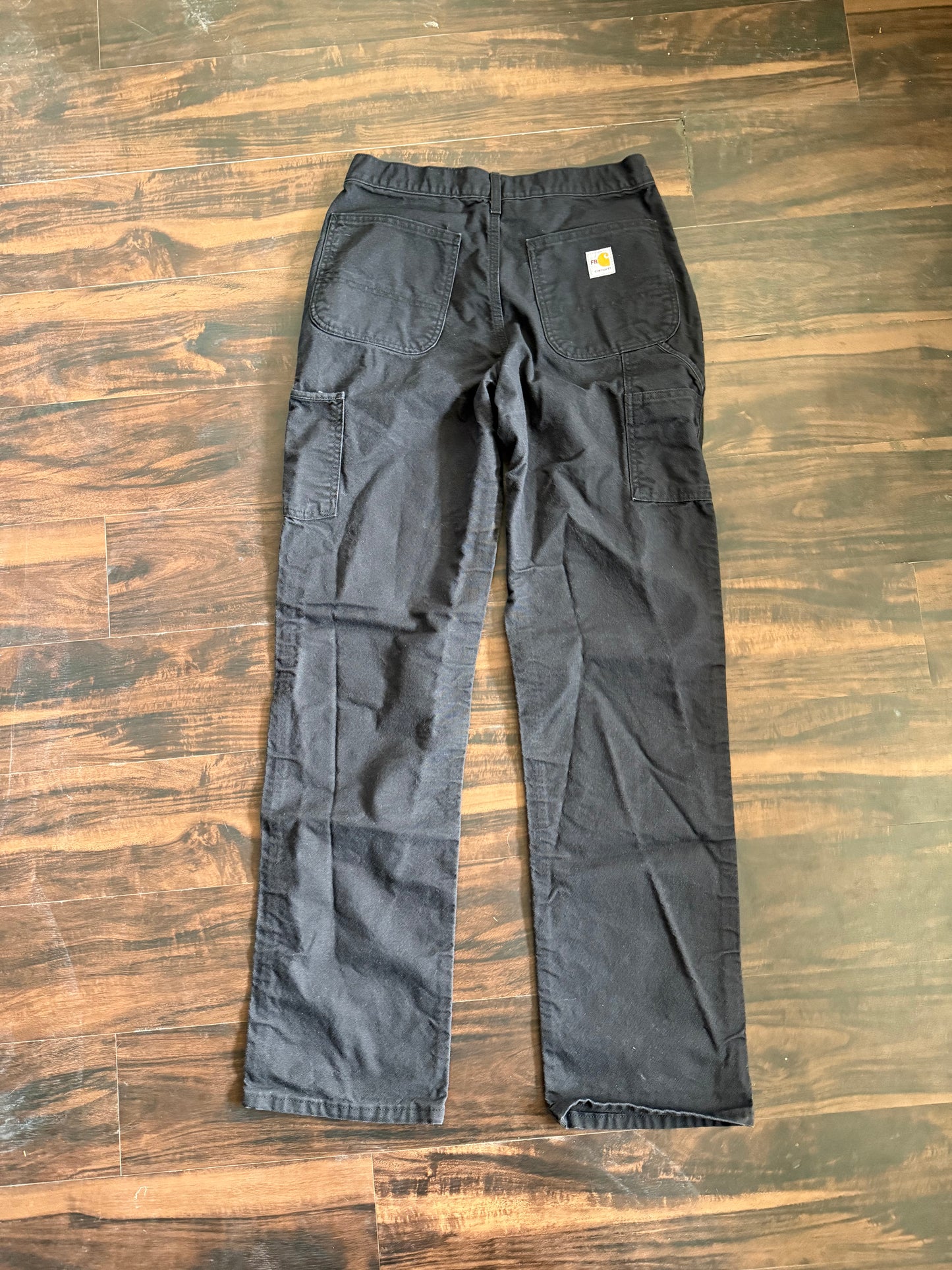 Vintage Carhartt Black Fire Resistant Cotton Canvas Carpenter Workwear Pants- 31x34